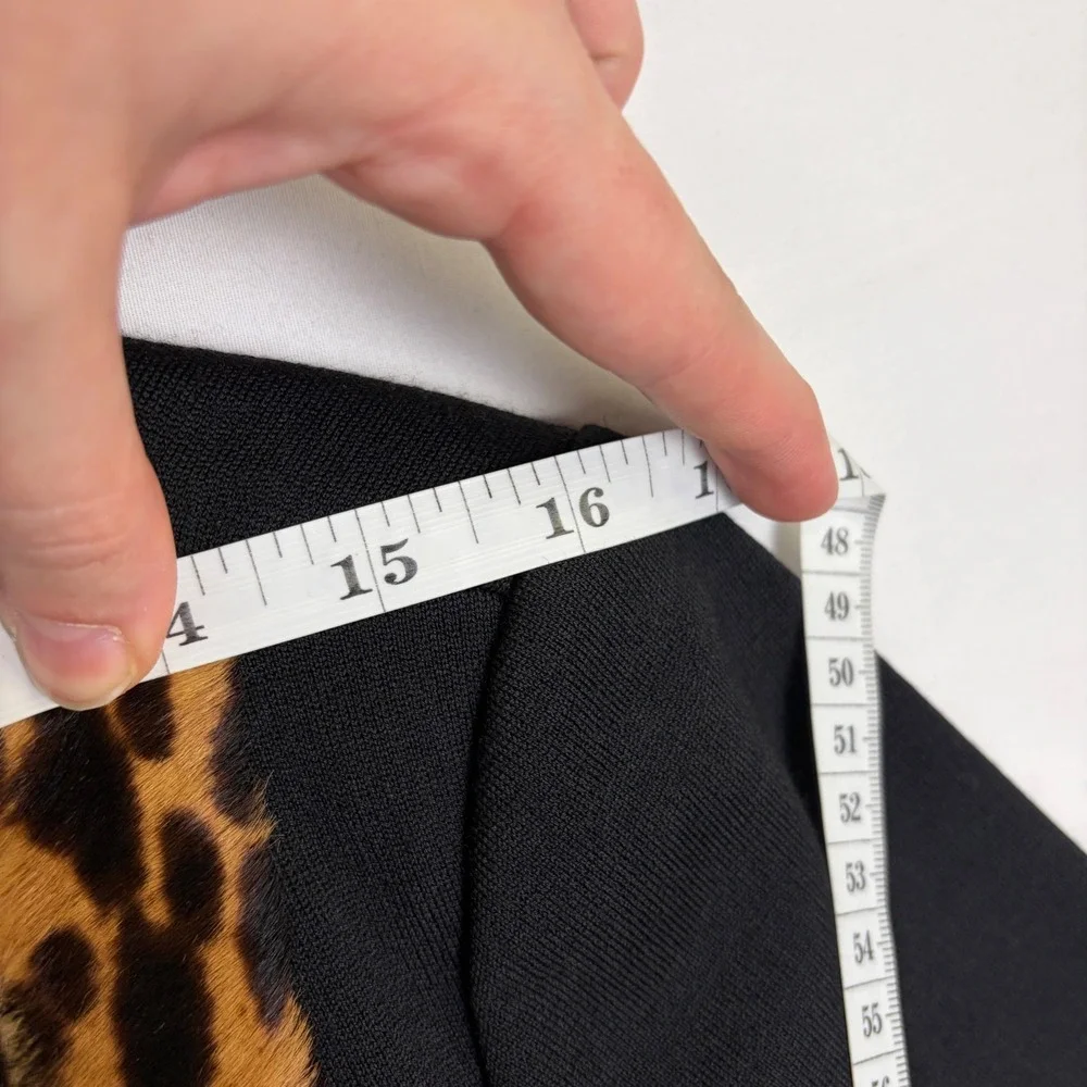 NWT St. John Collection Blazer Women 8 Black Leather Leopard Wool Silk Jacket - Picture 10 of 16